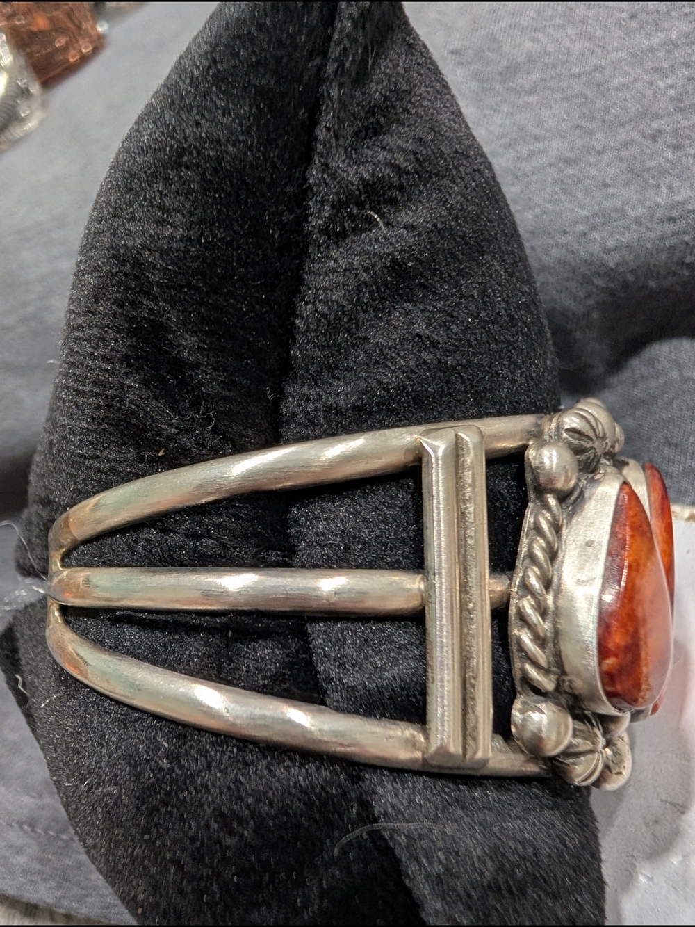 Sterling Silver Orange Spiny Statement Cuff By Augustine Largo - Picture 2 of 3